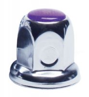 33mm Flanged Chrome Plated Lug Nut Cover - Purple Color Reflector, Bulk