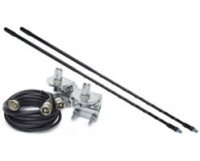4' Top Loaded Dual CB Antenna with Mirror Mounts & Cable - 750 Watt x 2, Black