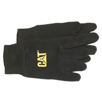 Heavy Black Jersey Glove with PVC Micro Dot Palm & CAT Logo - Large