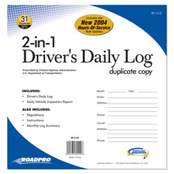 2-In-1 Driver\'s Daily Log Book with 31 Duplicate Sets (Carbon)