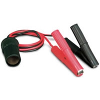 Clip-on adapter for 12-volt DC battery