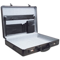 Black Aluminum Briefcase Raised Rib Surface