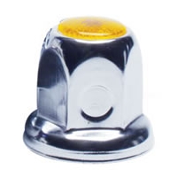 33mm Flanged Chrome Plated Lug Nut Cover - Amber Color Reflector, Bulk