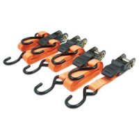 1" x 15' Ratchet Tie-Downs with Anti-Scratch Hooks, 4-Piece