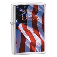 American Flag Design Lighter - Brushed Chrome Finish