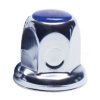 33mm Flanged Chrome Plated Lug Nut Cover - Blue Color Reflector, Bulk