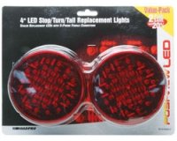 LED 4" Sealed Light with 3-Prong Connector - 40 LEDs, Red, Black Housing, 2-Pack
