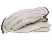 Grain Pigskin Leather Driver Gloves with Shirred Elastic Wrist - Large 1 Pair