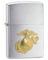 Marines Crest Emblem Brushed Chrome Finish Lighter - Standard Issue Series