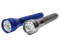 9 LED Anodized Aluminum Flashlight with 3 "D" Batteries - Asst Colors