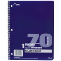 1 Subject College Ruled Spiral Notebook - 70 Sheets