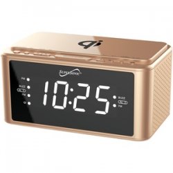 Clock Radio With Qi Wireless Charging Station Gold