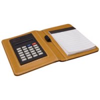 4" x 6" Side-Open Note Pad Holder with Calculator - Brown