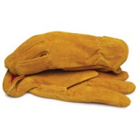 Split Leather Gloves with Red Fleece Lining and Elastic Wrist X-Large