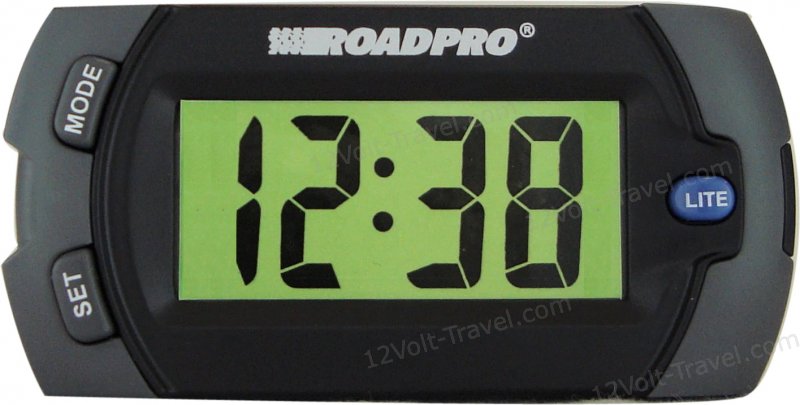 RoadPro 1324 Electronic Big Digit Clock and Calendar with Velcro Mounting Tape