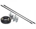 4' Top Loaded Dual CB Antenna with Mirror Mounts & Cable - 750 Watt x 2, Black