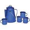 Enamel 8-cup Coffee Pot With Percolator & Four 12oz Mugs