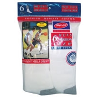 Men s Cushion Crew Sport Socks - White, 6 Pair Package