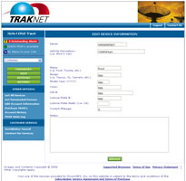 Vehicle Tracking User Interface Vehicle Device Information