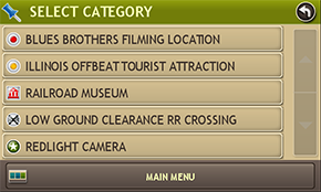 RV GPS Custom Points of Interest Menu