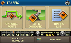 RV GPS Traffic Menu