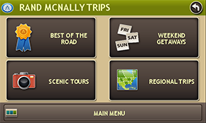 RV GPS Trip Planning Menu