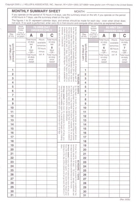 (image for) Loose Leaf Driver's Daily Log Sheets - Pack of 31 Duplicate Sets