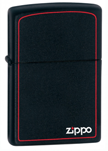 Black Matte Finish Lighter w/Zippo Logo & Red Border