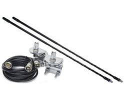 4\' Top Loaded Dual CB Antenna with Mirror Mounts & Cable - 750 Watt x 2, Black