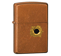 Bullet Hole Design Lighter with Brushed Chrome Toffee Finish