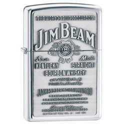 Jim Beam Pewter Emblem High Polish Chrome Finish Lighter - Indulgence Series