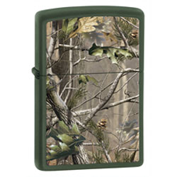 Green Matte Finish Lighter with Realtree Hardwoods Camouflage Design
