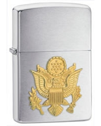 Army Crest Emblem Brushed Chrome Finish Lighter - Standard Issue Series