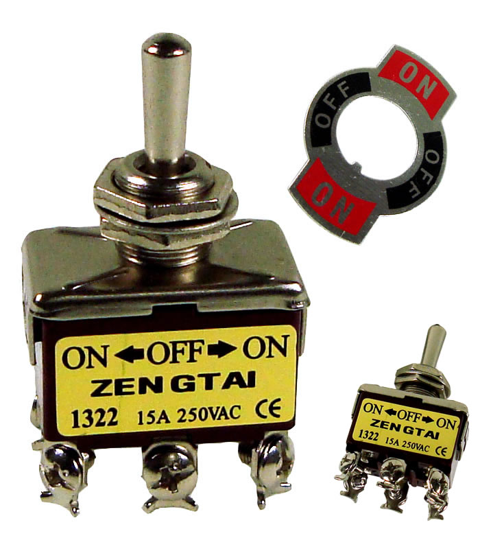 (image for) 3 Position 6 Blade Toggle Switch On/Off/On 15Amp