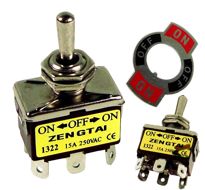 (image for) 3 Position 6 Blade Toggle Switch On/Off/On 15Amp