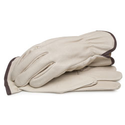 Grain Pigskin Leather Driver Gloves with Shirred Elastic Wrist Medium
