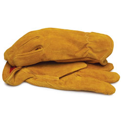 Split Leather Gloves with Red Fleece Lining and Elastic Wrist X-Large