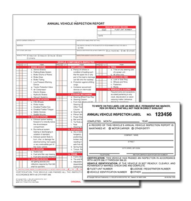 (image for) Annual Vehicle Inspection Report and Label - Carbon