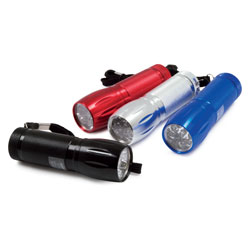 9 LED Aluminum AAA Cell Flashlight Assorted Colors