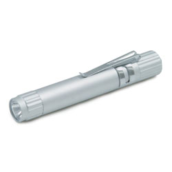 1 LED Aluminum Flashlight with Clip Silver