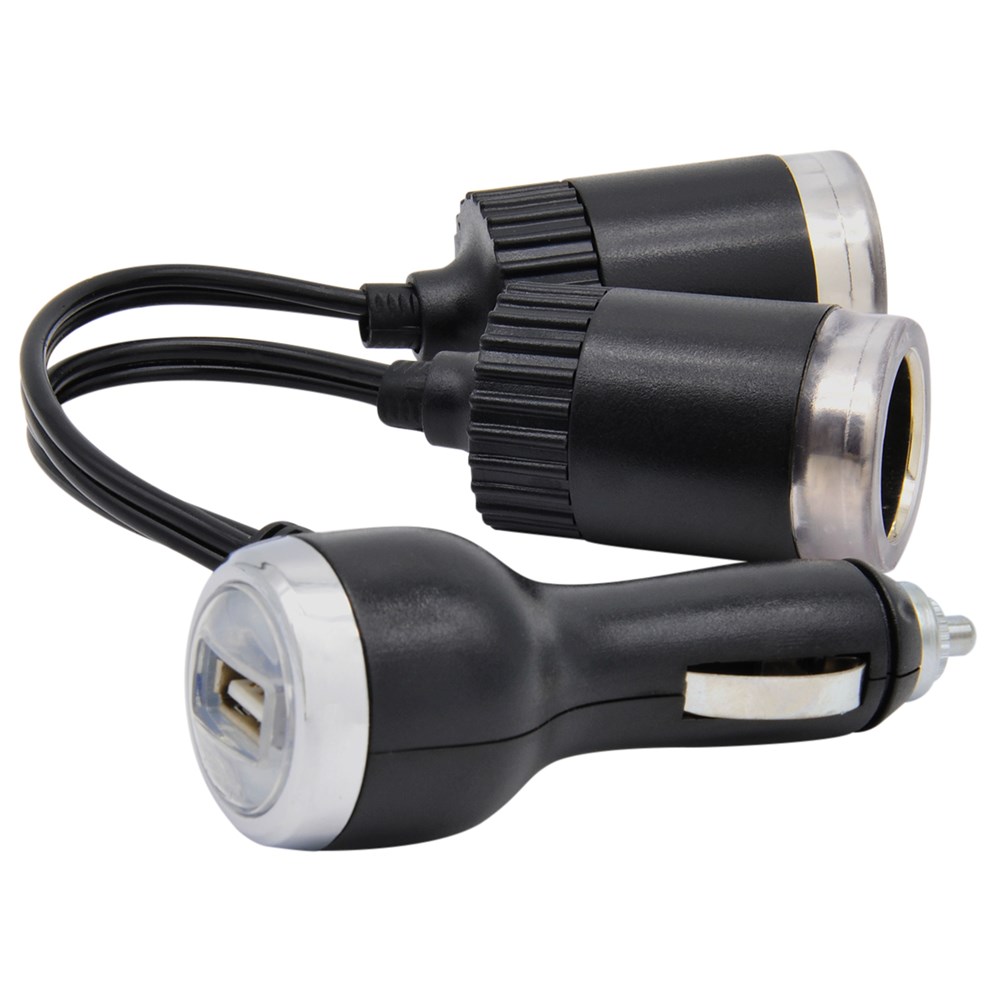 (image for) 12-Volt 2-Outlet Plus USB Splitter