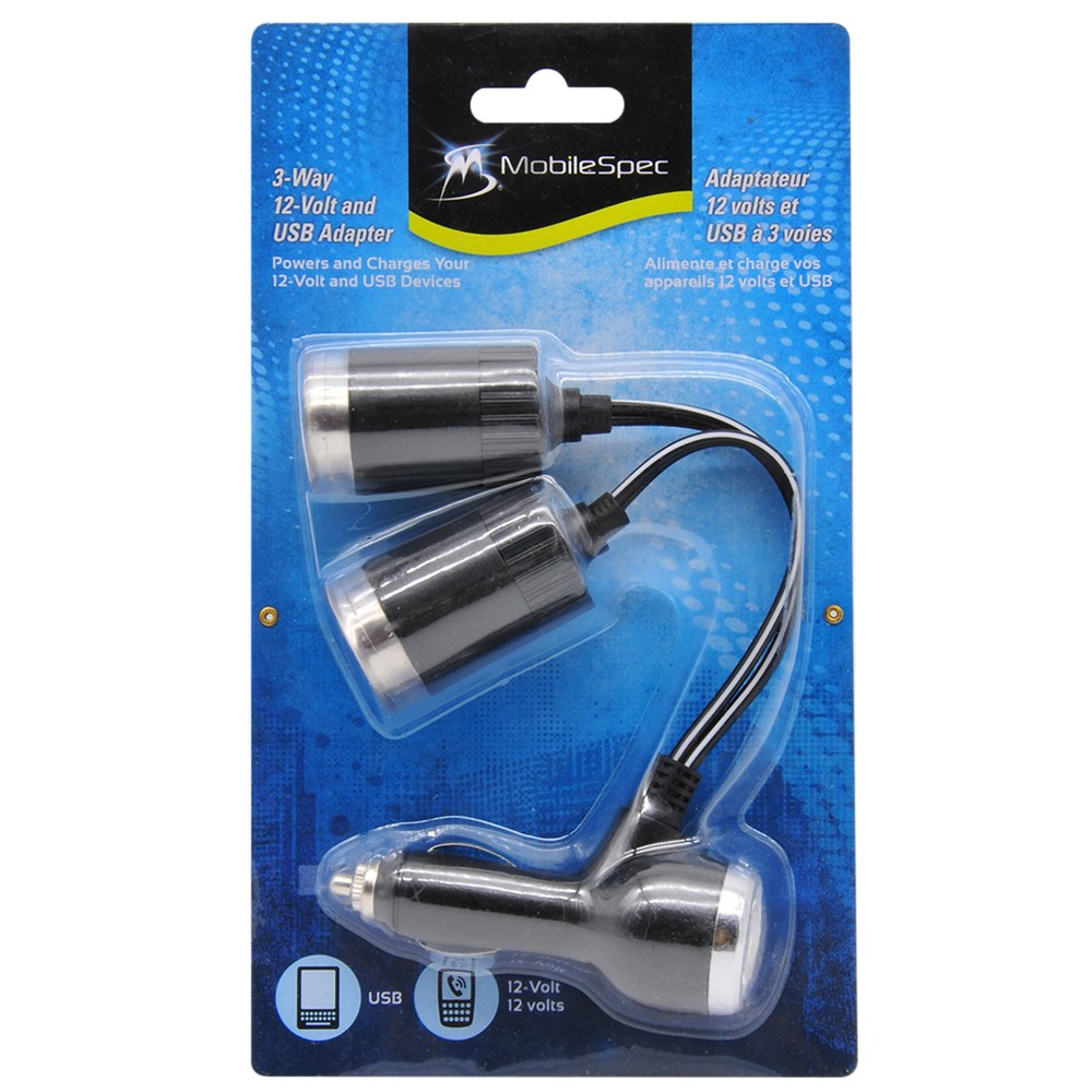 (image for) 12-Volt 2-Outlet Plus USB Splitter