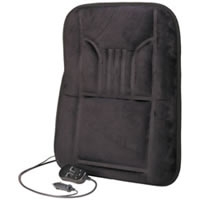 12 Volt Heated & Massaging Back Cushion - Suede/Black