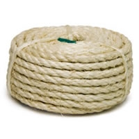 1/4\" x 50\' (6mm x 14m) 3 Strand Twisted Sisal Rope