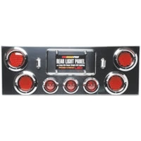 Rear Light Panel with (4) 4\" & (3) 2.5\" LED Lights and Chrome ABS Plastic Visors