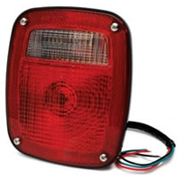 6.75\" x 5.75\" Tail Light Assembly with Replaceable Bulb - Red/Clear