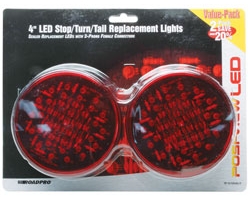 LED 4\" Sealed Light with 3-Prong Connector - 40 LEDs, Red, Black Housing, 2-Pack