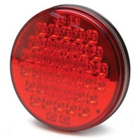 LED 4\" Sealed Light w/Chrome Back& 3-Prong Connector - 40 LEDs, Red, Black Base
