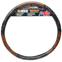 18" Comfort Grip Steering Wheel Cover - Black Woodgrain