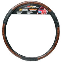 20" Comfort Grip Steering Wheel Cover - Black Woodgrain Massage